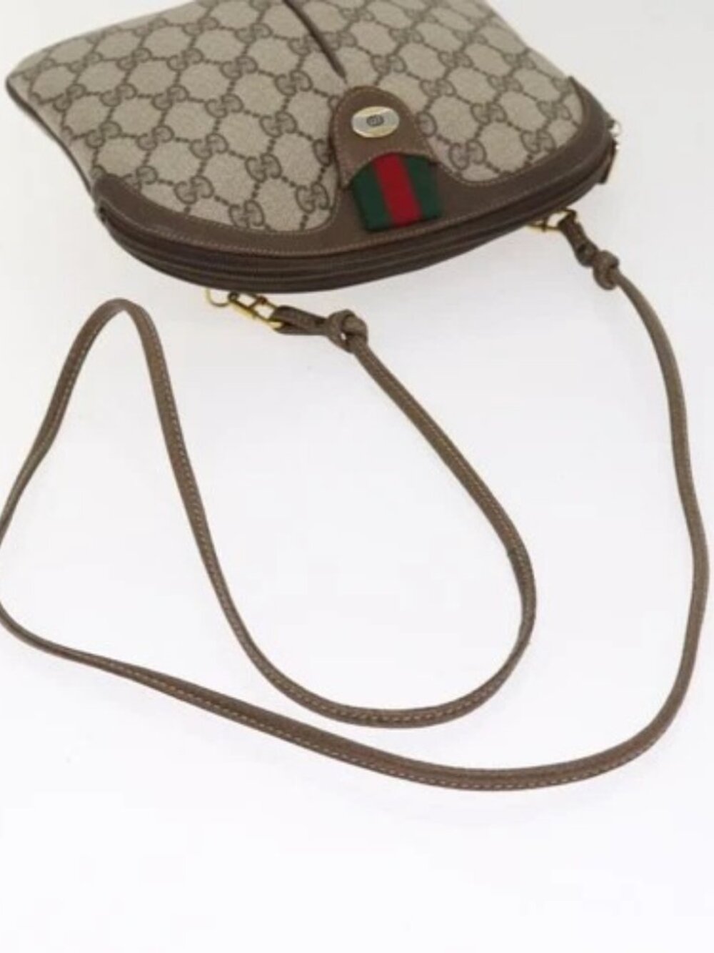 GUCCI GG Supreme Web Sherry Line Shoulder Bag PVC Beige 904 02 047 Auth 87866 - Picture 7 of 16